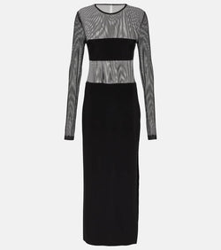 Norma Kamali Dash mesh and jersey maxi dress