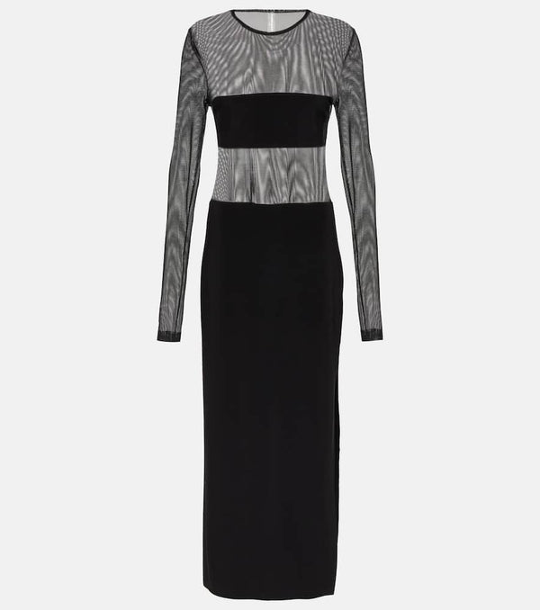 Norma Kamali Dash mesh and jersey maxi dress