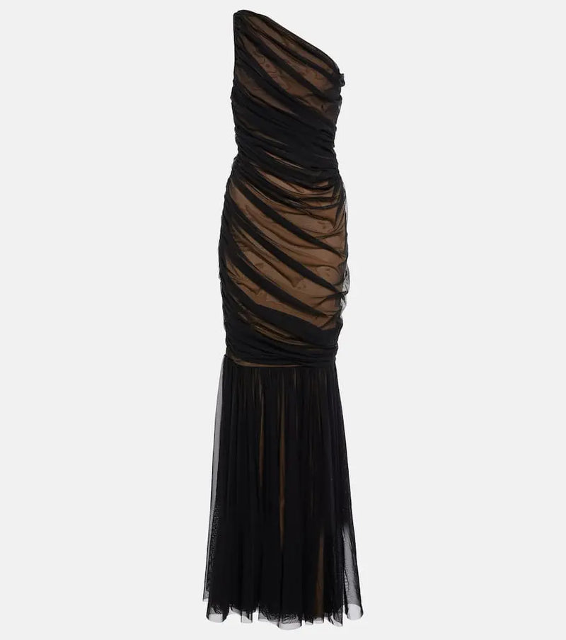 Norma Kamali Diana ruched fishtail gown | LYBSTORE