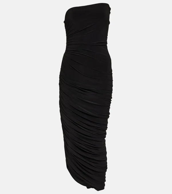 Norma Kamali Diana strapless jersey midi dress | LYBSTORE