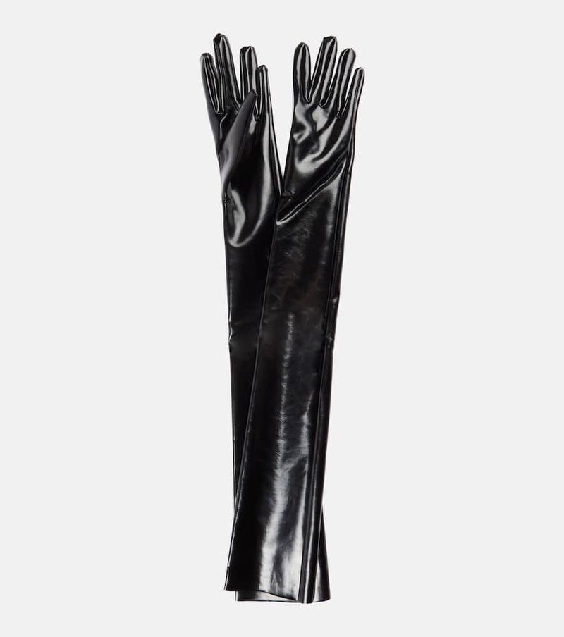 Norma Kamali Faux patent leather gloves | LYBSTORE