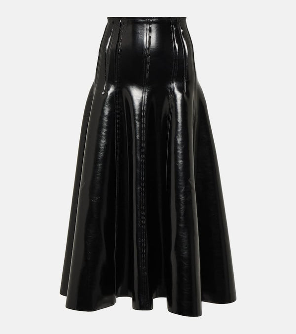 Norma Kamali Faux patent leather midi skirt