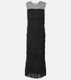 Norma Kamali Fringed tiered maxi dress