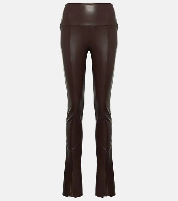 Norma Kamali High-rise faux leather flared leggings