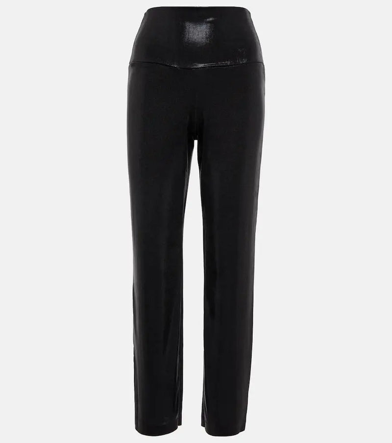 Norma Kamali High-rise lamé pants | LYBSTORE