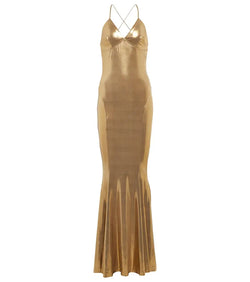 Norma Kamali Lamé fishtail slip gown | LYBSTORE