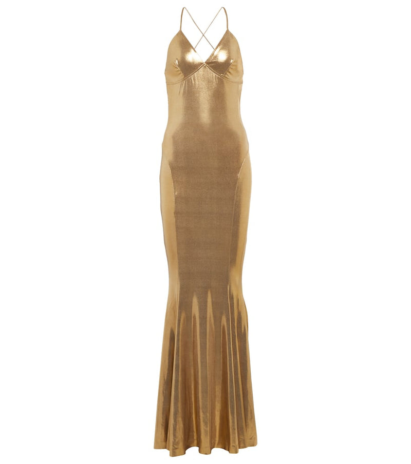 Norma Kamali Lamé fishtail slip gown