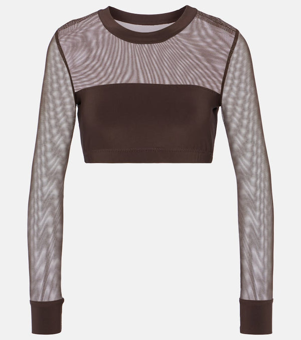 Norma Kamali Mesh-paneled crop top