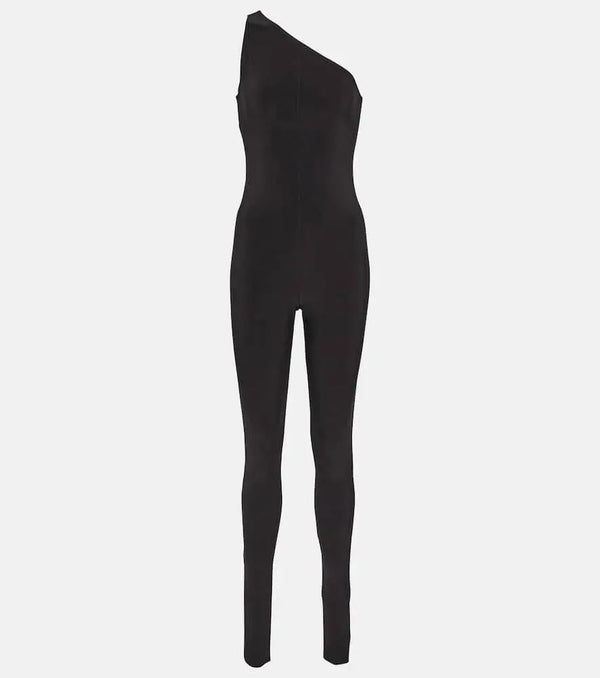 Norma Kamali One-shoulder jersey stirrup catsuit