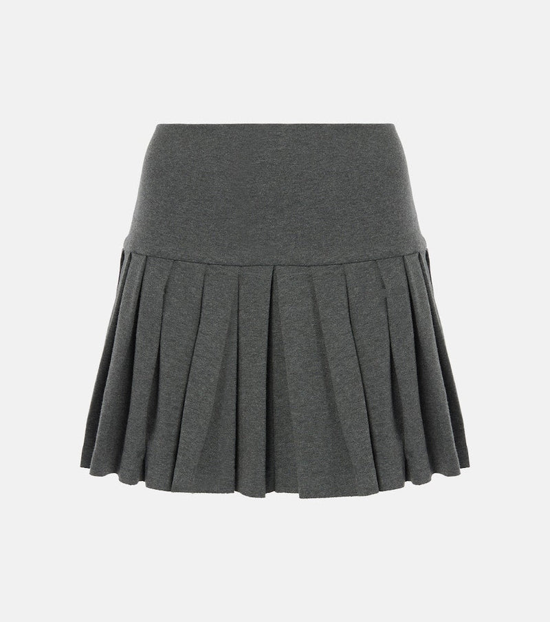 Norma Kamali Pleated cotton-blend miniskirt