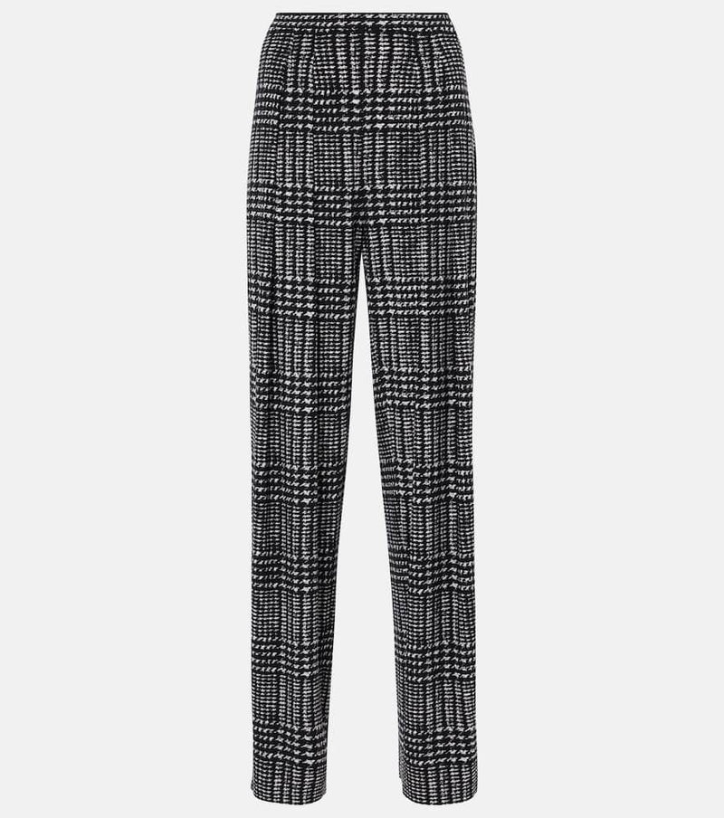 Norma Kamali Pleated plaid wide-leg pants