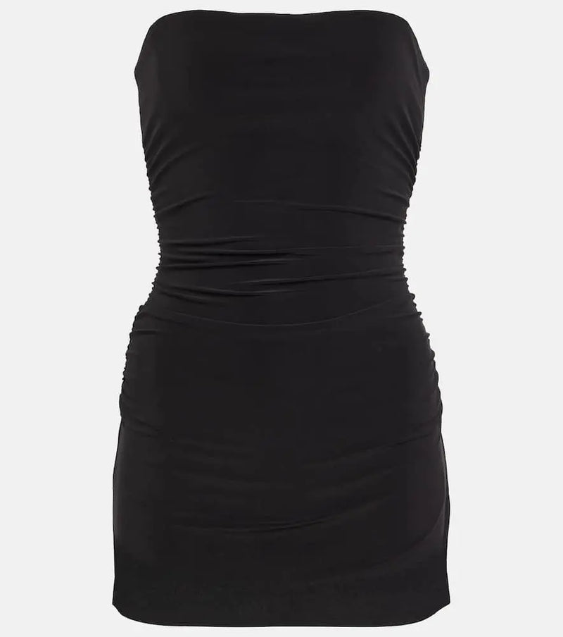 Norma Kamali Ruched bandeau jersey minidress | LYBSTORE