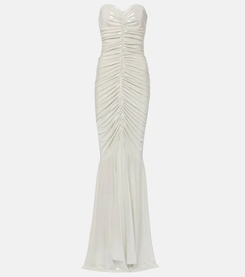 Norma Kamali Ruched metallic gown | LYBSTORE