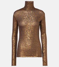 Norma Kamali Sequined turtleneck top