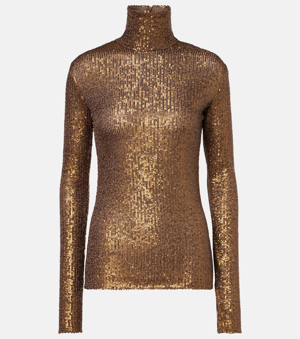 Norma Kamali Sequined turtleneck top