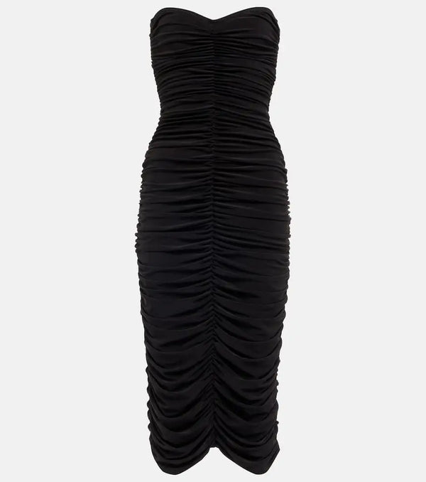 Norma Kamali Slinky strapless jersey midi dress | LYBSTORE