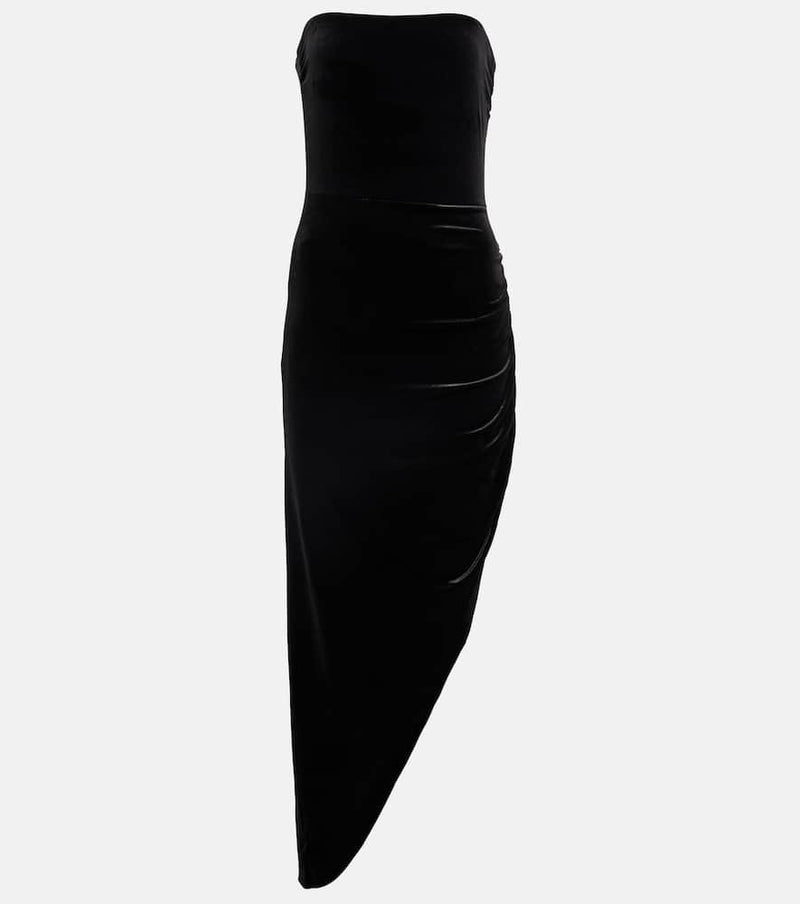 Norma Kamali Strapless asymmetrical midi dress