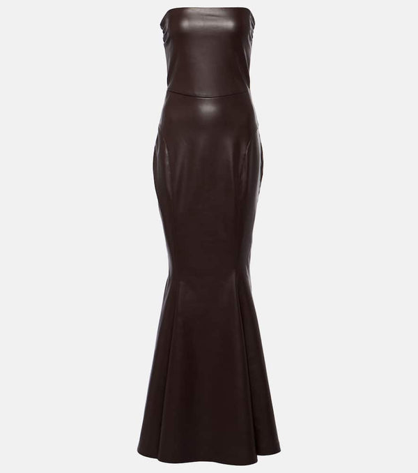 Norma Kamali Strapless faux leather fishtail gown | LYBSTORE