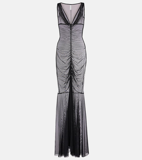 Norma Kamali Tara ruched mesh gown