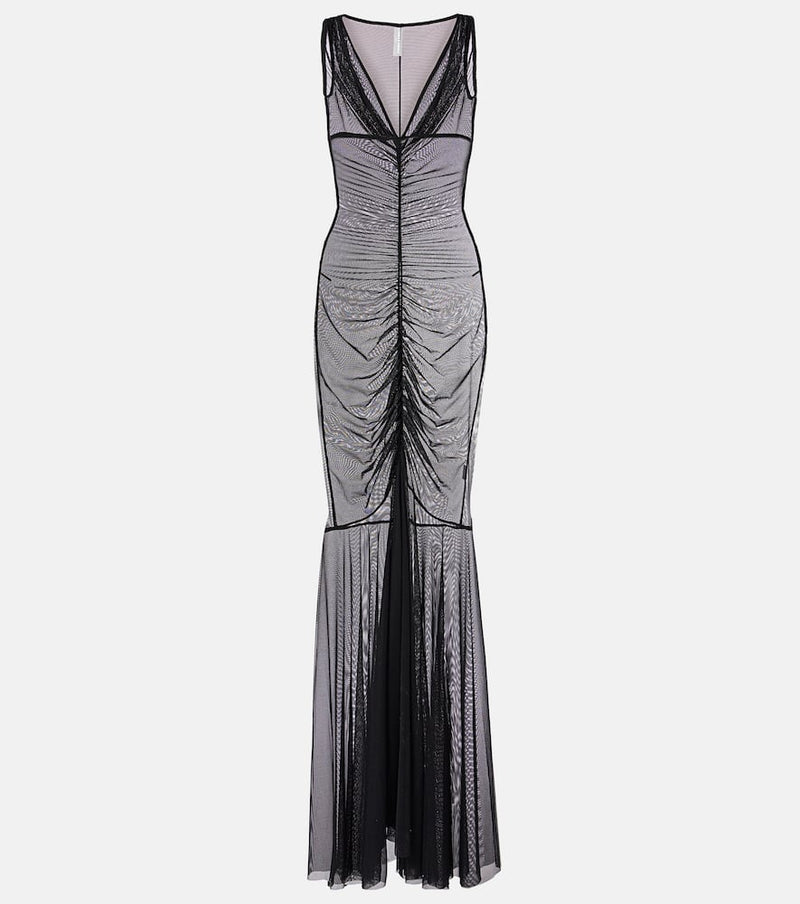 Norma Kamali Tara ruched mesh gown