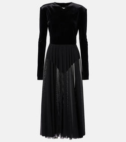 Norma Kamali Velvet and mesh midi dress