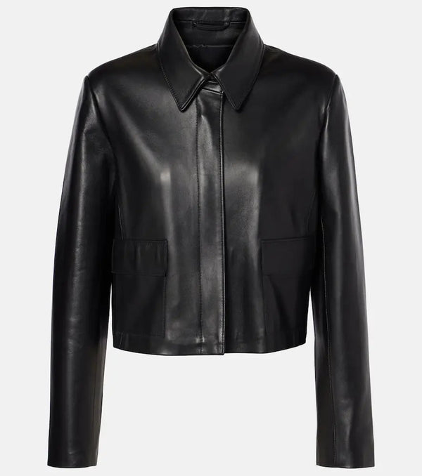 Nour Hammour Bleeker cropped leather jacket | LYBSTORE