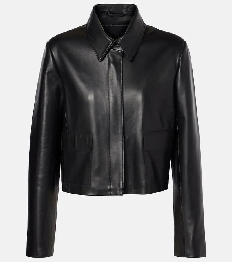 Nour Hammour Bleeker cropped leather jacket | LYBSTORE