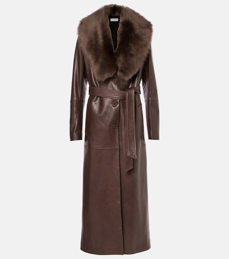 Nour Hammour Dakota shearling-trimmed leather trench coat