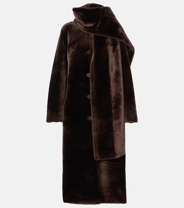 Nour Hammour Daphne shearling scarf coat | LYBSTORE