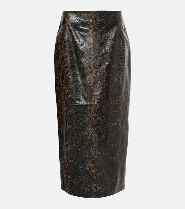 Nour Hammour Elyse snake-effect leather maxi skirt