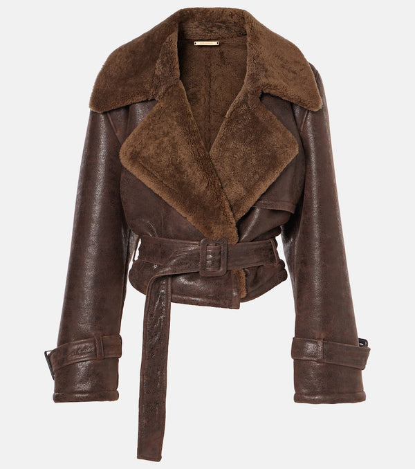 Nour Hammour Hatti shearling-trimmed leather jacket | LYBSTORE