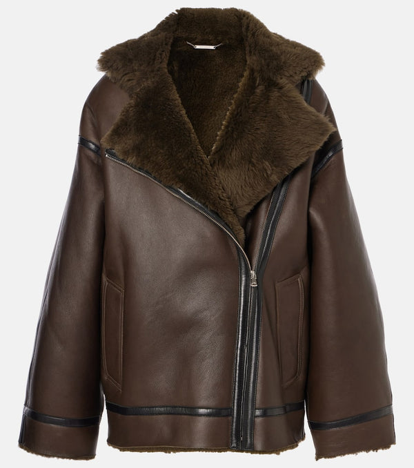 Nour Hammour Jacqueline shearling-trimmed leather jacket