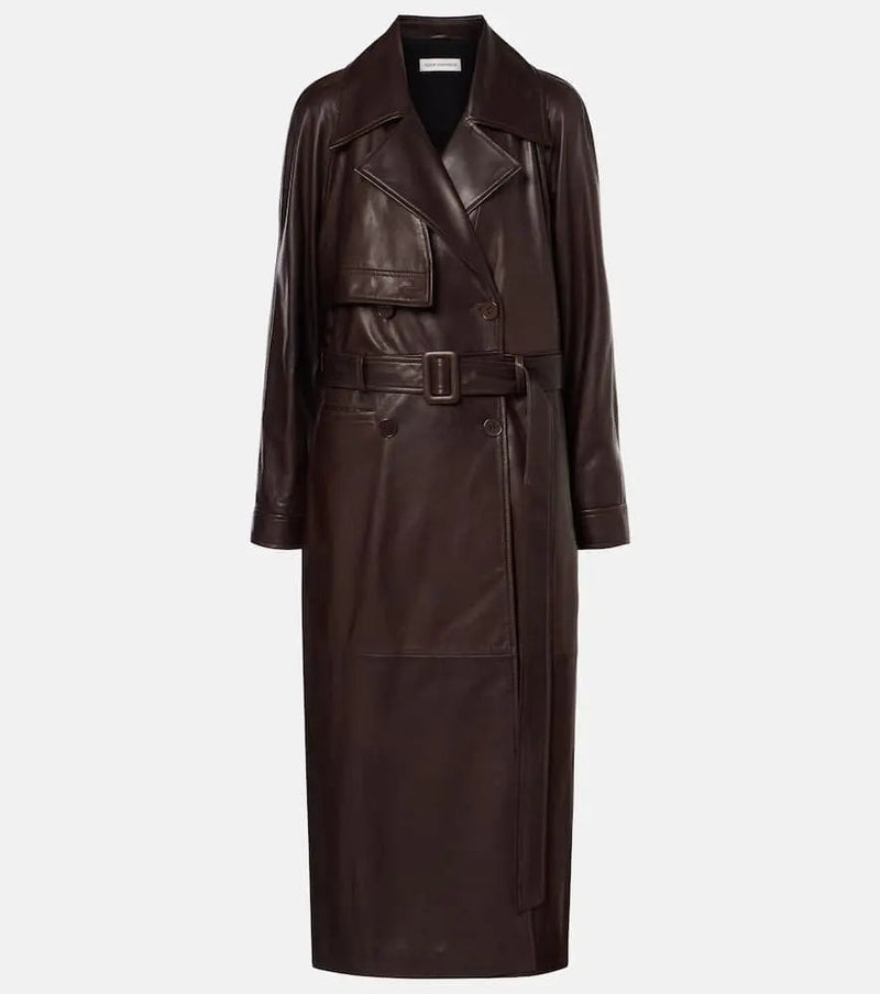 Nour Hammour Valetta belted leather trench coat | LYBSTORE