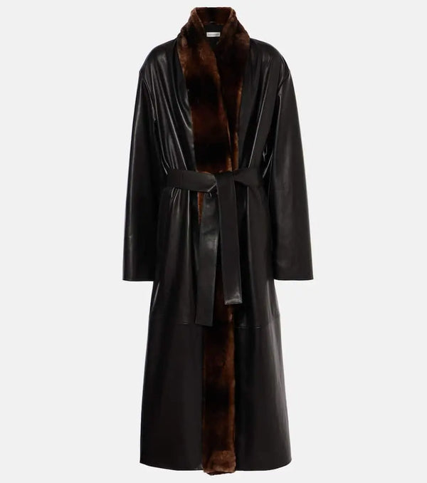 Nour Hammour Vivian shearling-trimmed leather coat