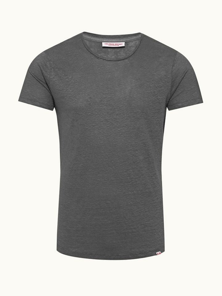 Orlebar Brown Ob-T Linen - Granite Tailored Fit Crewneck Linen T-shirt