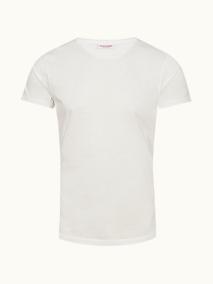 Ob-T Mercerised - White Tailored Fit Crew Neck Cotton T-Shirt