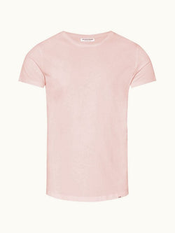 Ob-T - Tailored Fit Crew Neck Cotton T-shirt In Pink Sand