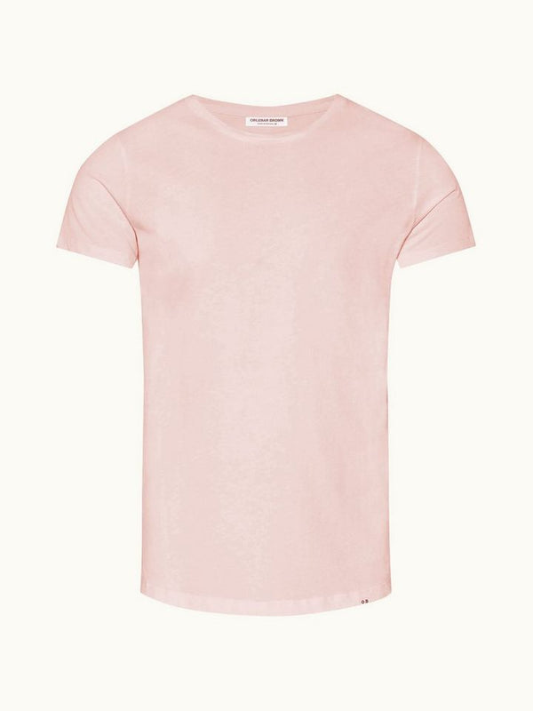 Ob-T - Tailored Fit Crew Neck Cotton T-shirt In Pink Sand