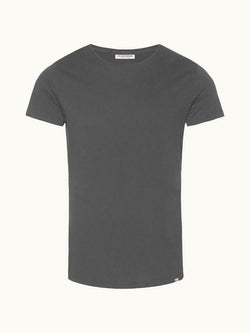 Ob-T - Tailored Fit Crew Neck Cotton T-shirt In Storm Grey