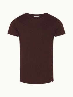 Ob-T - Tailored Fit Crew Neck Cotton T-shirt In Damson