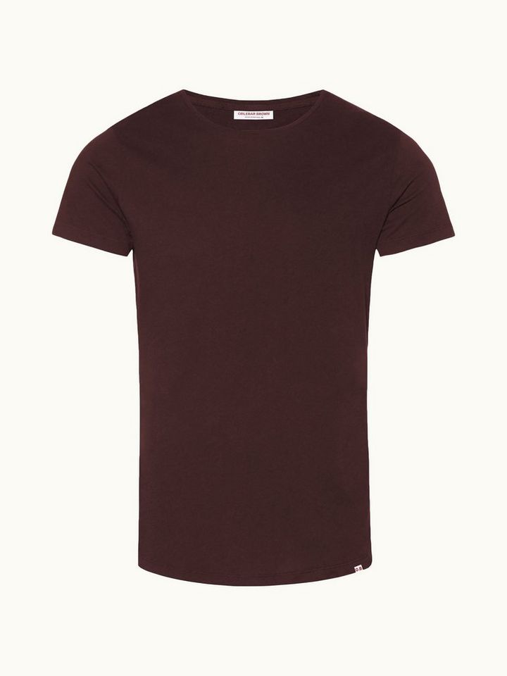 Ob-T - Tailored Fit Crew Neck Cotton T-shirt In Damson