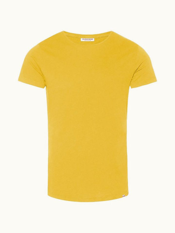 Ob-T - Tailored Fit Crew Neck Cotton T-shirt In Yellow Blaze