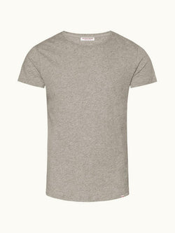 Ob-T - Grey Melange Tailored Fit Crew Neck T-Shirt