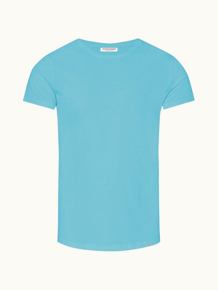 Ob-T - Tailored Fit Crew Neck Cotton T-shirt In Aqua Blue