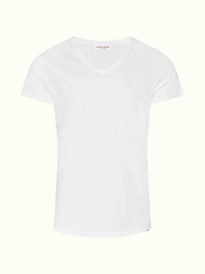 Ob-V - White Tailored Fit V-neck T-Shirt