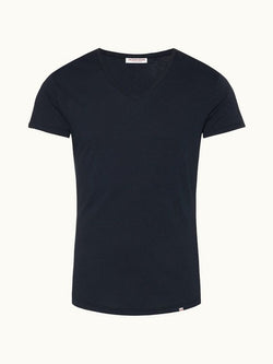 Ob-V - Navy Tailored Fit V-neck T-Shirt