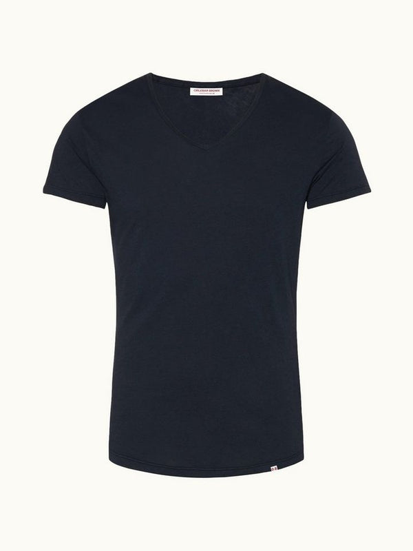 Ob-V - Navy Tailored Fit V-neck T-Shirt