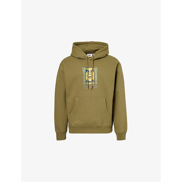 Obey Double Exclamation kangaroo-pocket relaxed-fit woven-blend hoody