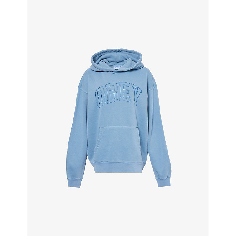 Obey Logo-embroidered relaxed-fit cotton-blend hoody