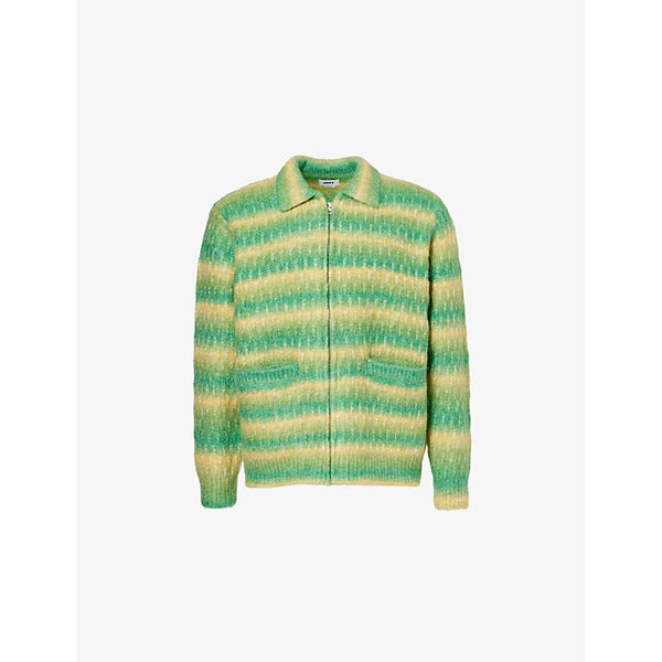 Obey Reggie striped-print relaxed-fit knitted cardigan